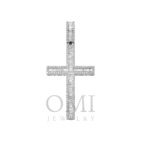 10K GOLD BAGUETTE AND ROUND DIAMOND CROSS PENDANT 2.68 CT