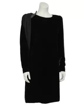 Black Velvet Cocktail Dress With Jersey Sash