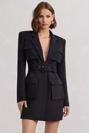 Genesis | Black Belted Utility Blazer Dress