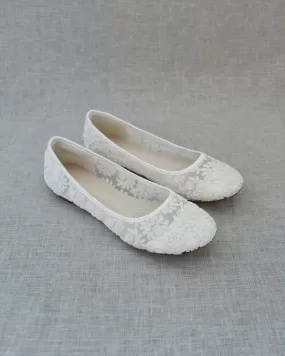 Ivory Crochet Lace Ballet Flats