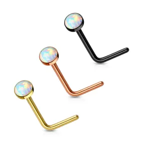 Opal Set IP Over 316L Surgical Steel WildKlass L Bend Nose Stud Rings 3 pcs Value Pack