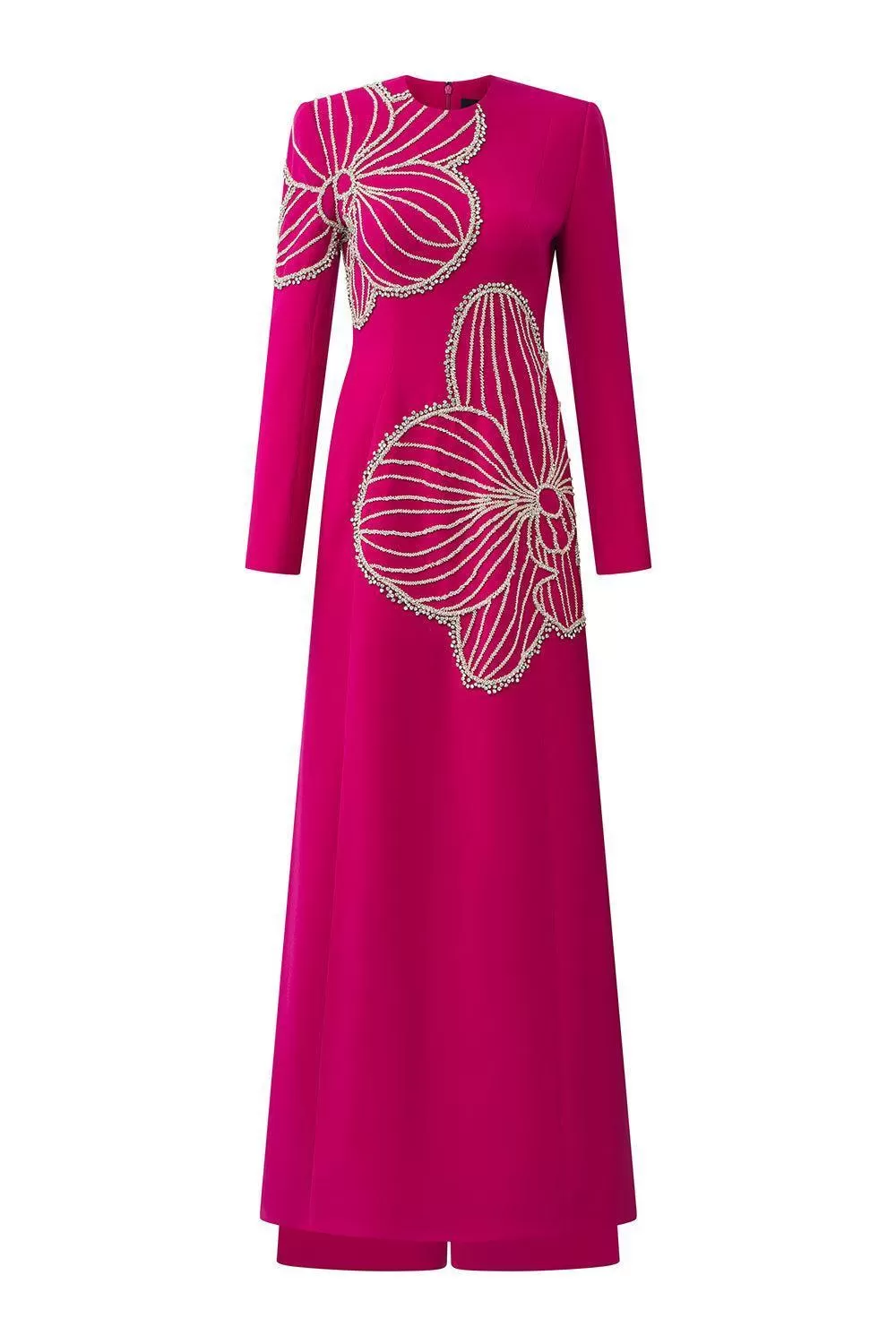 Shimmer A-line Round Neck Velvet Satin Floor Length Ao Dai