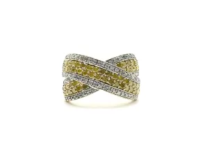 Wide Fancy Yellow Crossover Ring